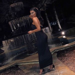 House of CB black sparkly floor length dress - worn once